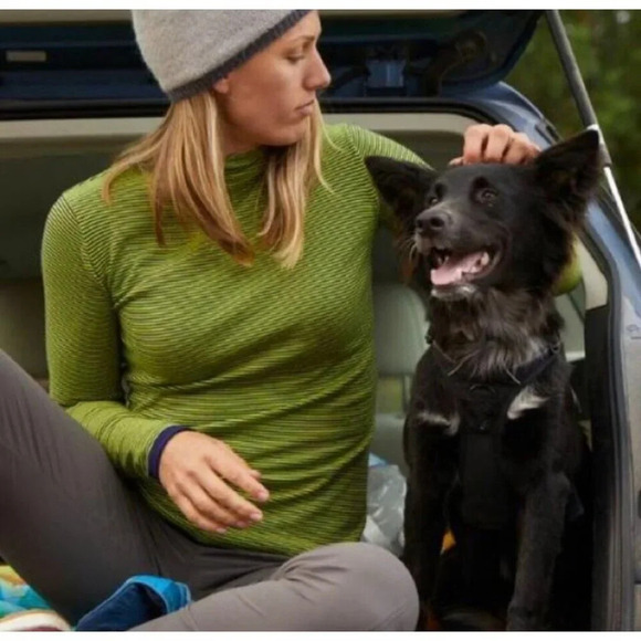 Title Nine L Synergy Rolled Mock Neck Turtleneck Sweater Stripe Outdoors Hiking - Picture 5 of 12